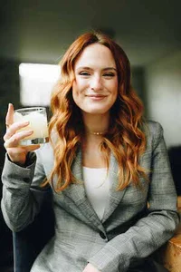 Lauren B2B Sales Training Coach with Drink
